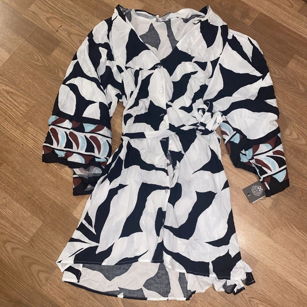 Vince Camuto Women's Printed Front-Tie Robe Swim Cover-Up Size M/L $150 NWT - Picture 4 of 10